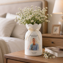 Personalized In Loving Memory Ceramic Flower Vase – Custom Photo Memorial Gift