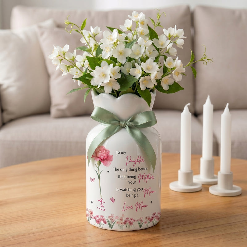 Personalized Daughter Flower Vase – Custom Mother Daughter Keepsake Gift