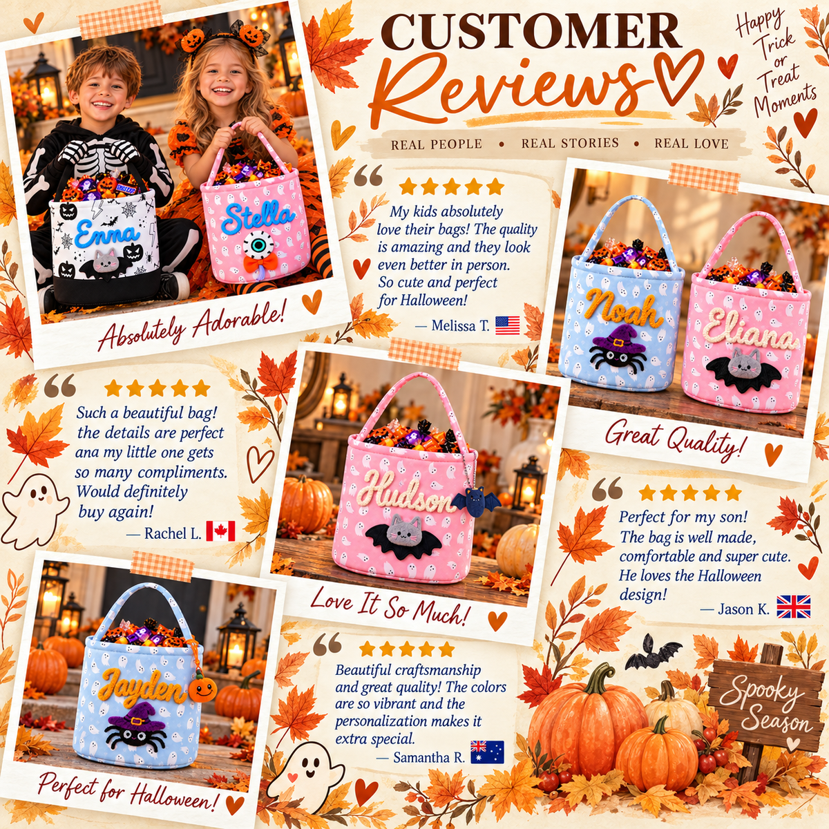 Personalized Halloween Candy Bag for Kids with Custom Name
