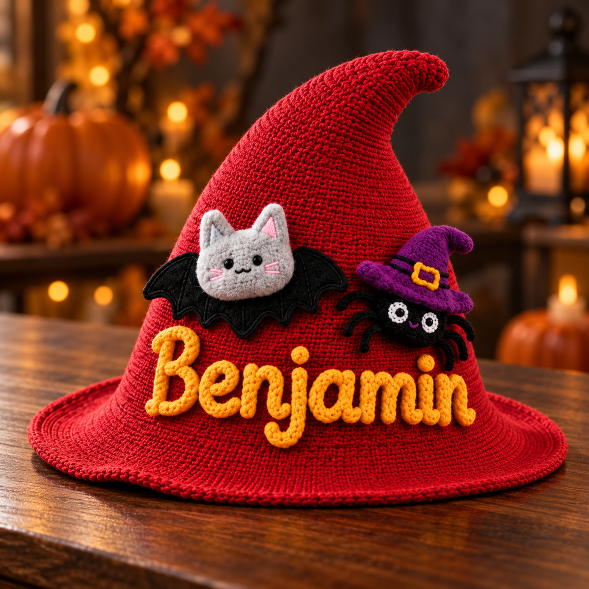 Personalized Halloween Witch Hat with Embroidered Name Design