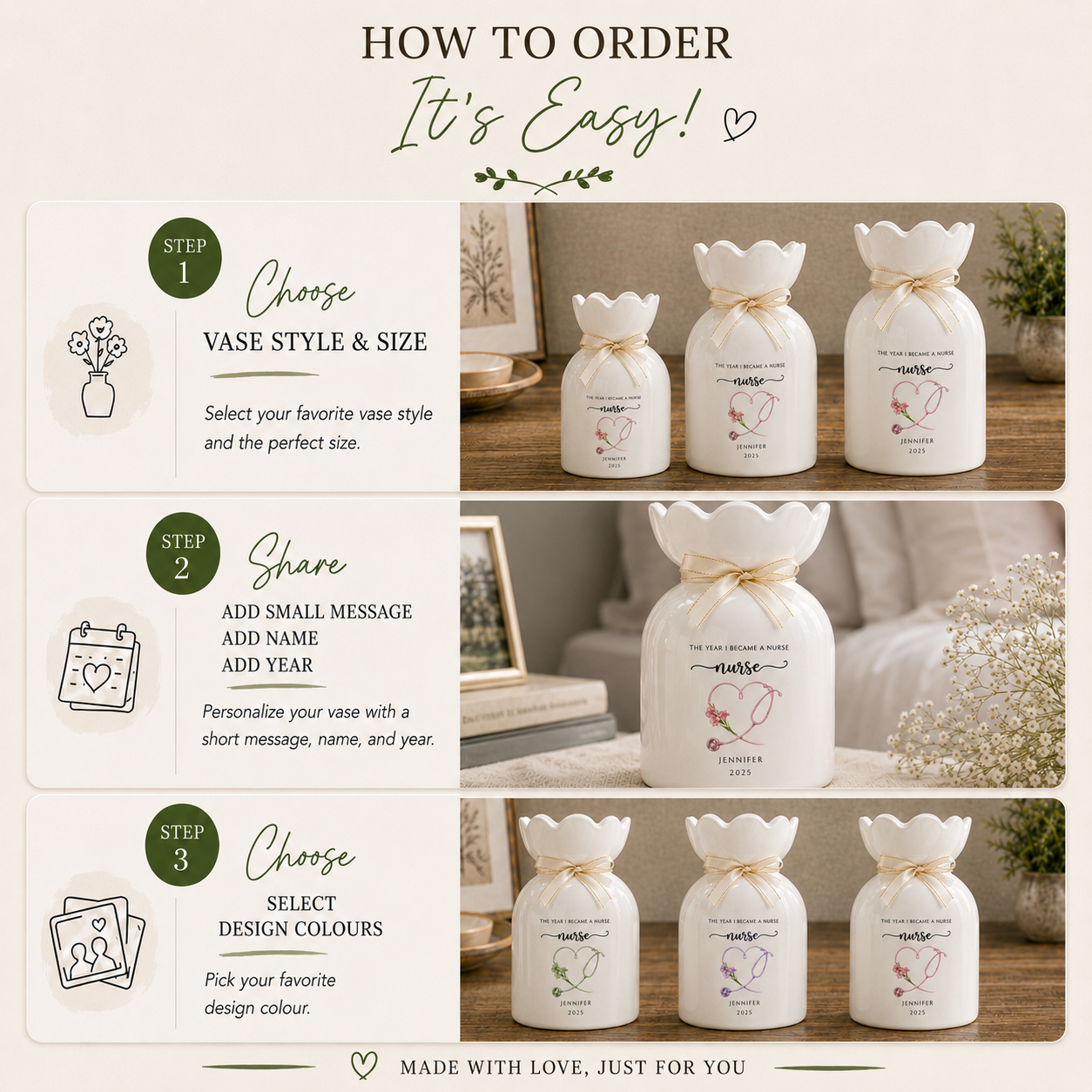 Custom Nurse Vase – Personalized Nurse Graduation Gift, RN Pinning Ceremony Gift & Custom Doctor Vase