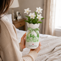 Personalized Besties Photo Ceramic Vase – Custom Photo Best Friend Flower Vase