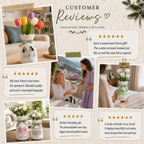 Personalized Besties Photo Ceramic Vase – Custom Photo Best Friend Flower Vase
