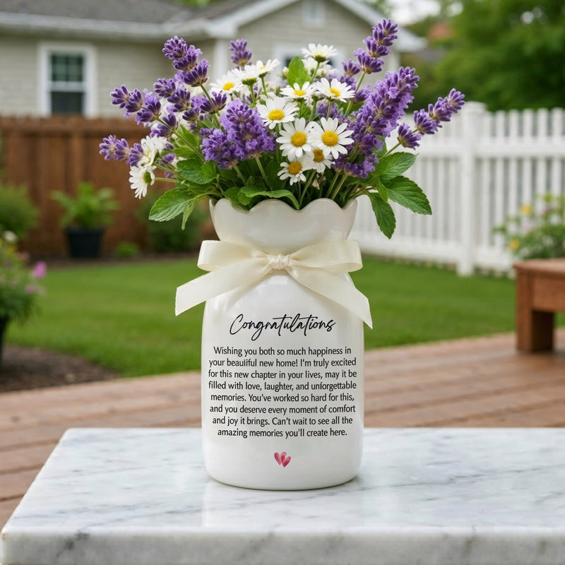 Personalized First Home Flower Vase – Custom New Home Gift for Couples