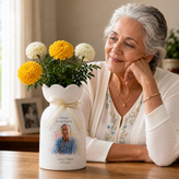 Personalized In Loving Memory Ceramic Flower Vase – Custom Photo Memorial Gift