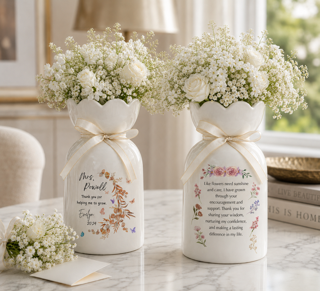 Custom Flower Pot Thank You for Helping Me Grow – Personalized Teacher Appreciation Gift