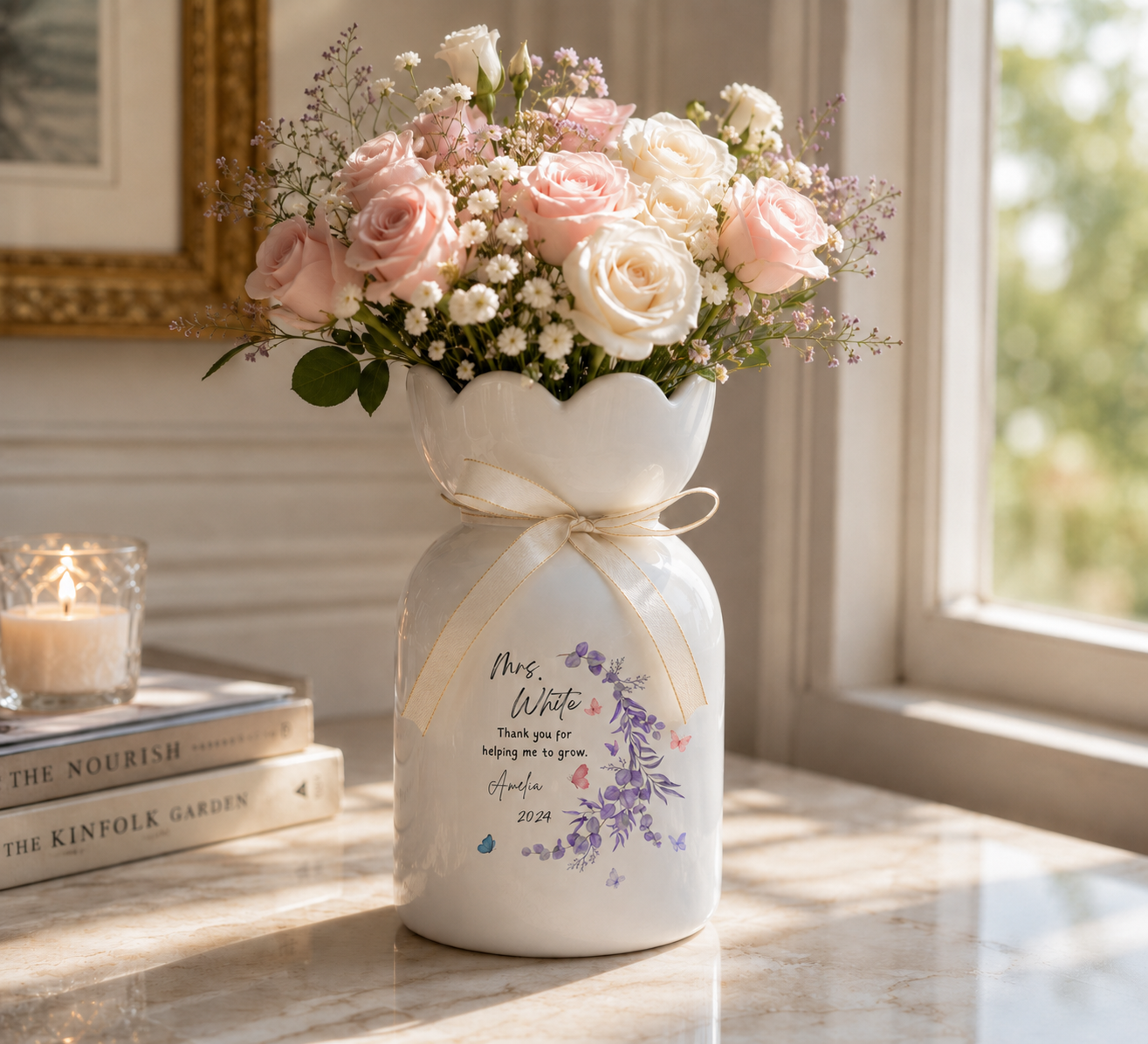 Custom Flower Pot Thank You for Helping Me Grow – Personalized Teacher Appreciation Gift