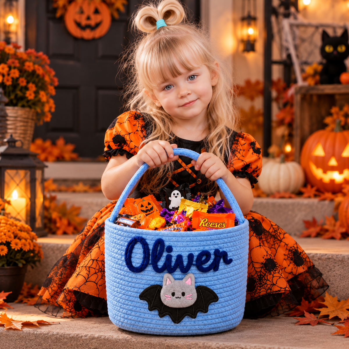 Personalized Halloween Treat Basket for Trick-or-Treating