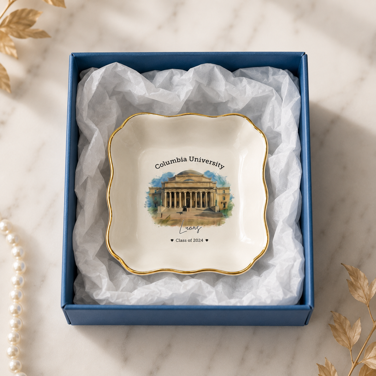 Personalized College Graduation Ring Dish, Custom University Keepsake Gift
