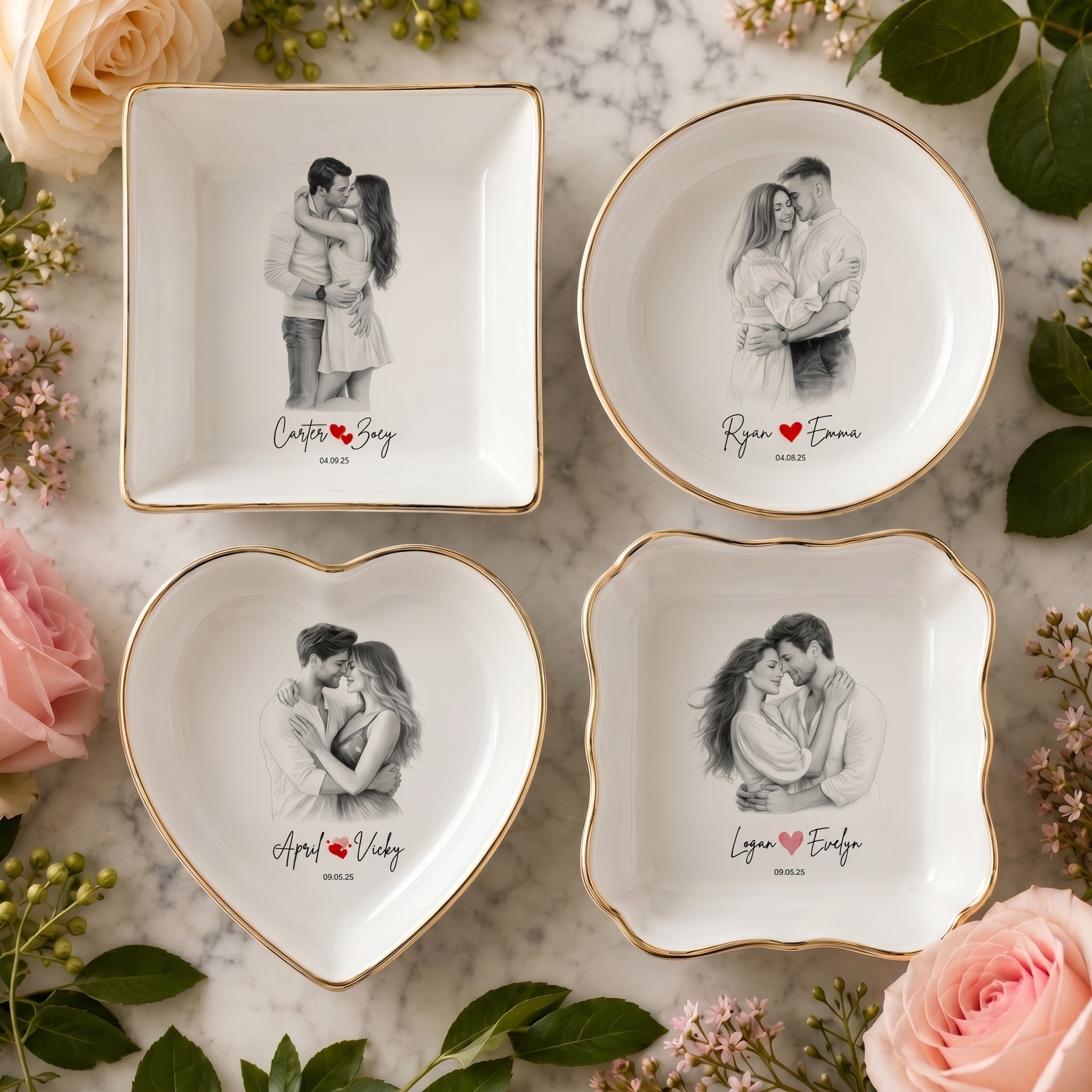 Custom Engagement Ring Dish, Personalized Photo Wedding Keepsake Gift