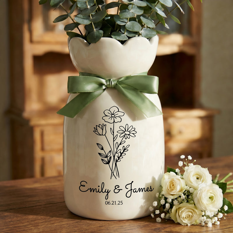 Custom Wedding Gifts Flower Vase – Personalized Engagement & Newlywed Couple Gift