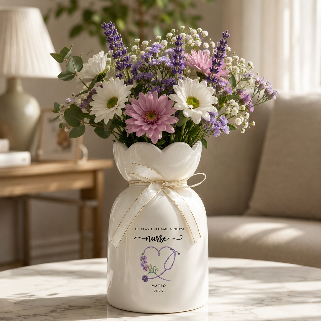 Custom Nurse Vase – Personalized Nurse Graduation Gift, RN Pinning Ceremony Gift & Custom Doctor Vase