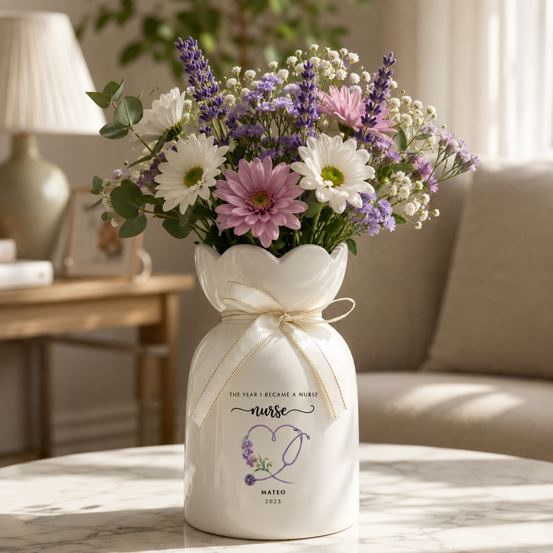 Custom Nurse Vase – Personalized Nurse Graduation Gift, RN Pinning Ceremony Gift & Custom Doctor Vase