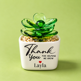 Glass Plant Pot – Personalized Name Mini Flower or Cactus Ornament, Teacher Appreciation Gift & Desk Decoration
