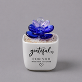 Glass Plant Pot – Personalized Name Mini Flower or Cactus Ornament, Teacher Appreciation Gift & Desk Decoration