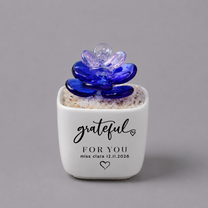 Glass Plant Pot – Personalized Name Mini Flower or Cactus Ornament, Teacher Appreciation Gift & Desk Decoration