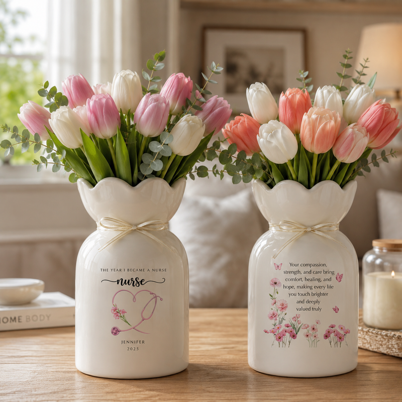 Custom Nurse Vase – Personalized Nurse Graduation Gift, RN Pinning Ceremony Gift & Custom Doctor Vase