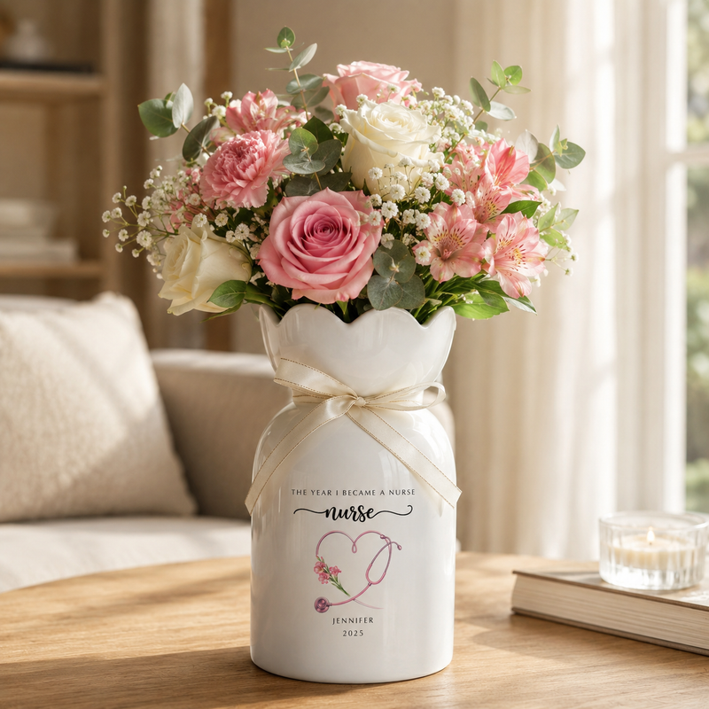 Custom Nurse Vase – Personalized Nurse Graduation Gift, RN Pinning Ceremony Gift & Custom Doctor Vase