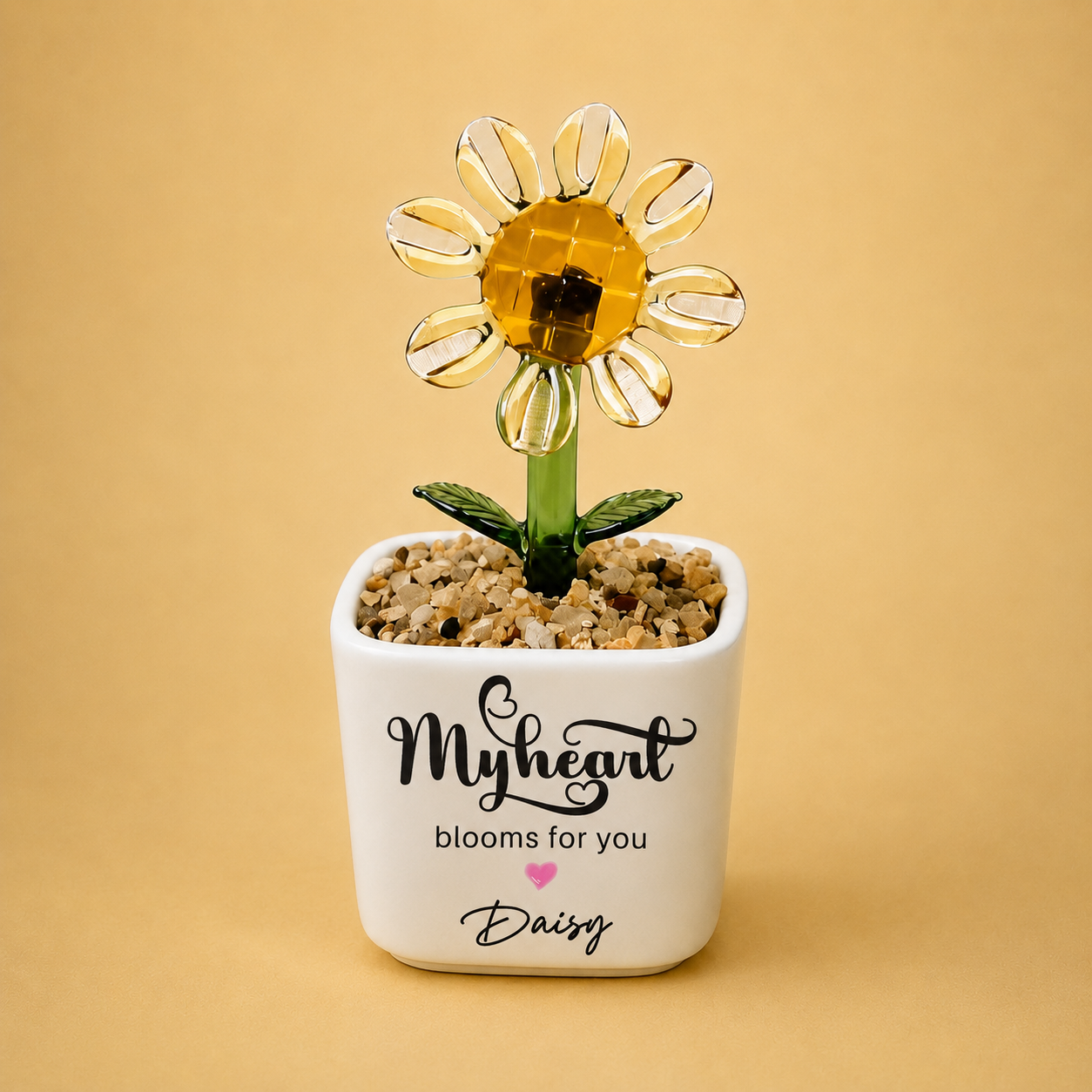 Glass Plant Pot – Personalized Name Mini Flower or Cactus Ornament, Teacher Appreciation Gift & Desk Decoration