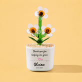 Glass Plant Pot – Personalized Name Mini Flower or Cactus Ornament, Teacher Appreciation Gift & Desk Decoration
