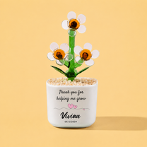 Glass Plant Pot – Personalized Name Mini Flower or Cactus Ornament, Teacher Appreciation Gift & Desk Decoration