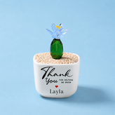 Glass Plant Pot – Personalized Name Mini Flower or Cactus Ornament, Teacher Appreciation Gift & Desk Decoration