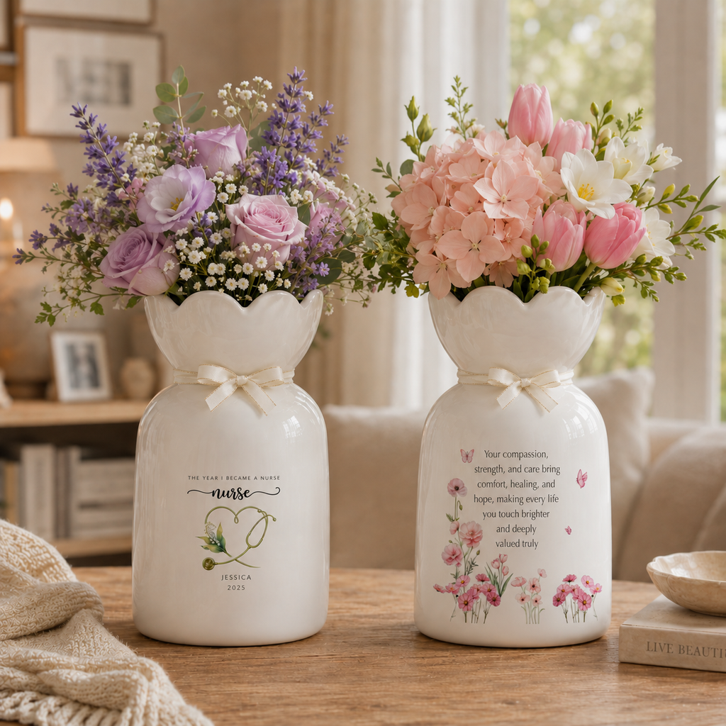 Custom Nurse Vase – Personalized Nurse Graduation Gift, RN Pinning Ceremony Gift & Custom Doctor Vase