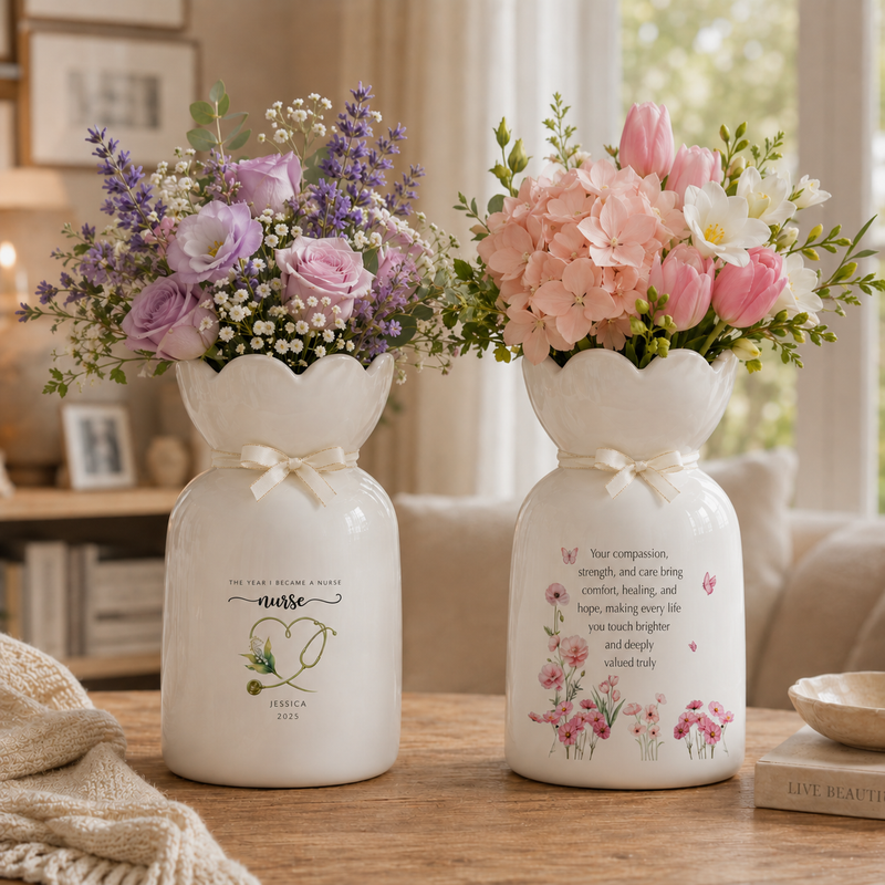 Custom Nurse Vase – Personalized Nurse Graduation Gift, RN Pinning Ceremony Gift & Custom Doctor Vase