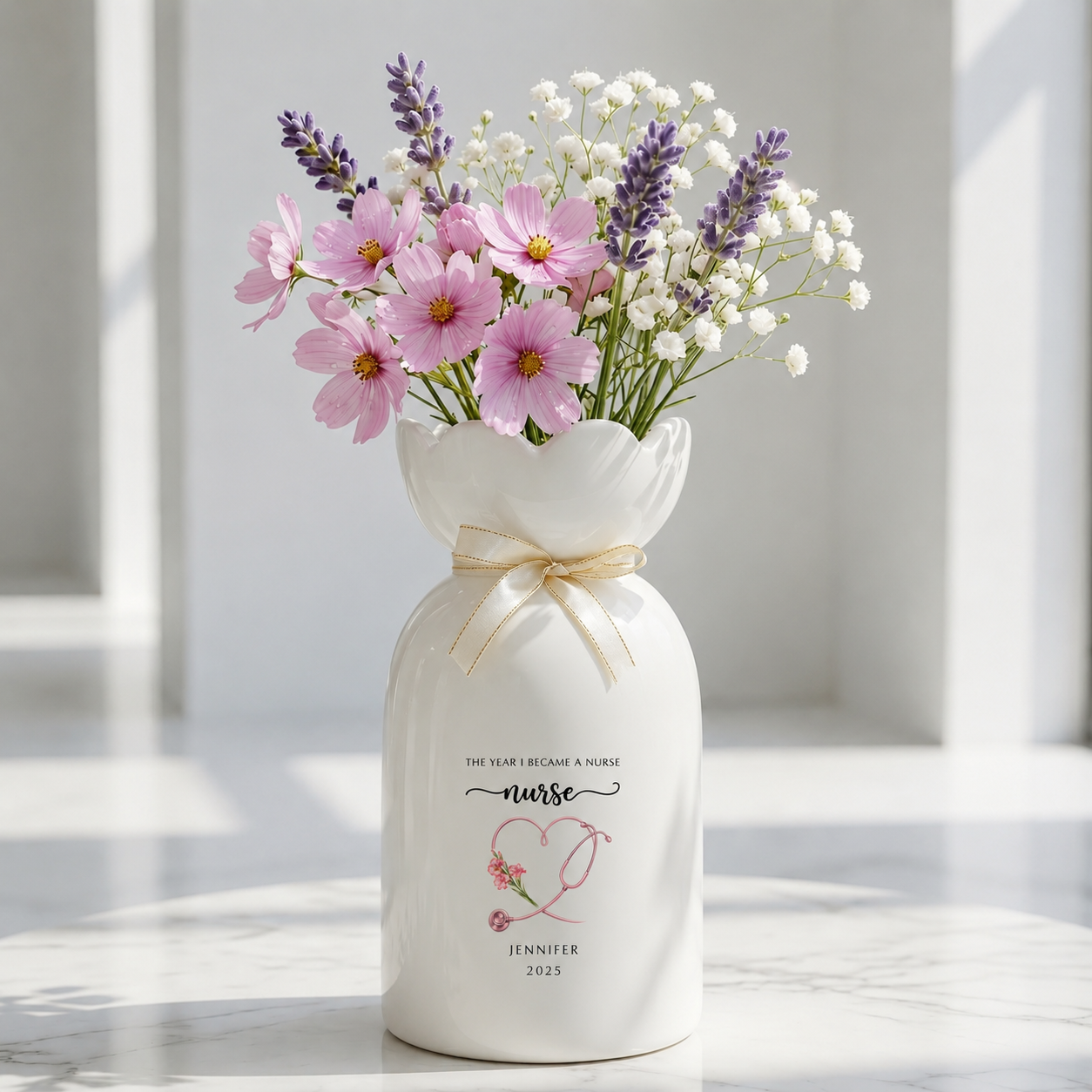 Custom Nurse Vase – Personalized Nurse Graduation Gift, RN Pinning Ceremony Gift & Custom Doctor Vase