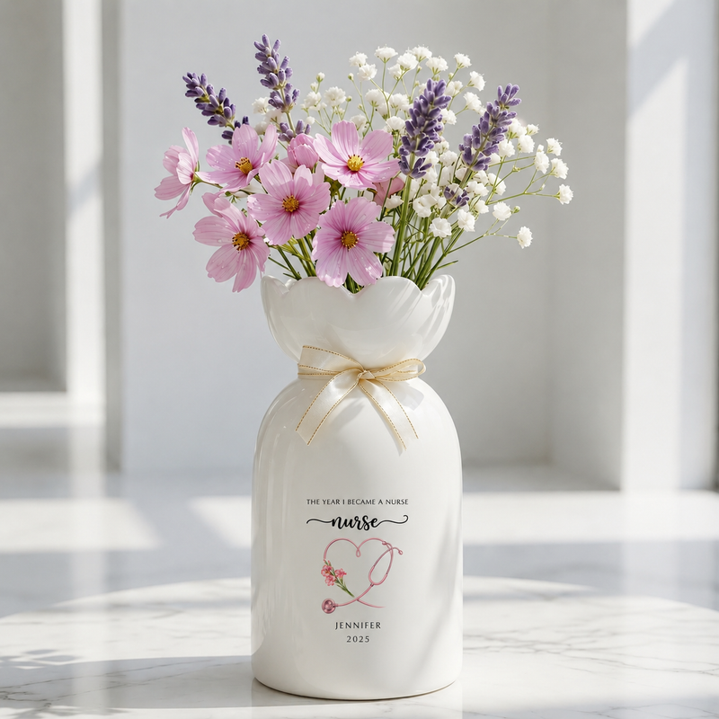Custom Nurse Vase – Personalized Nurse Graduation Gift, RN Pinning Ceremony Gift & Custom Doctor Vase