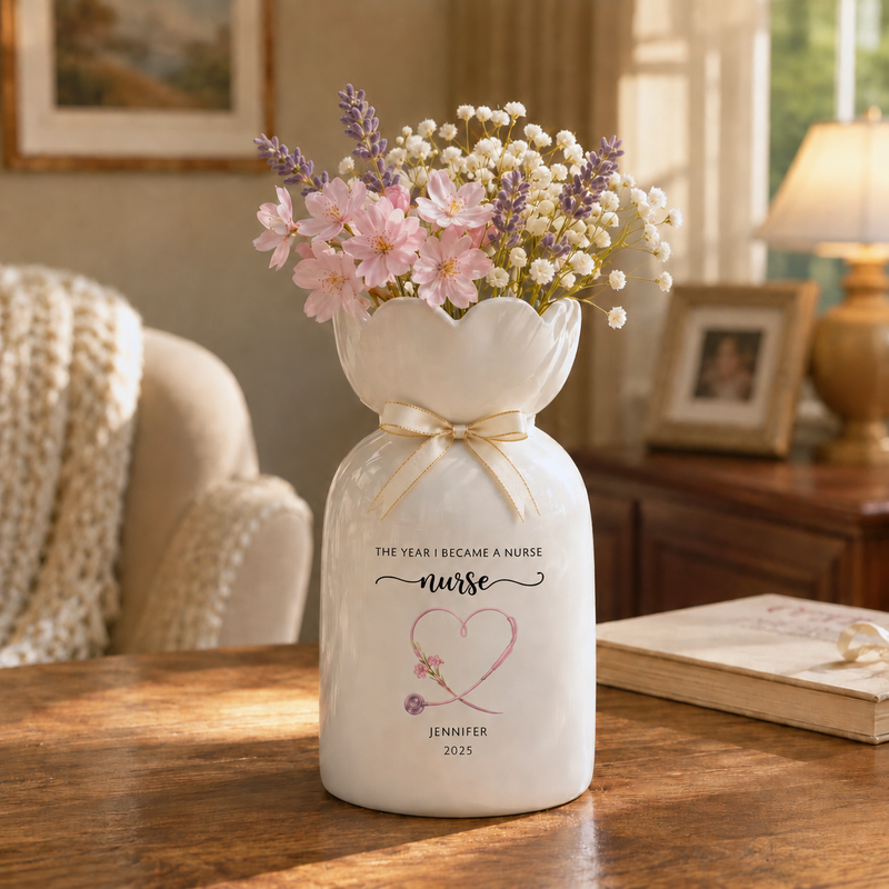 Custom Nurse Vase – Personalized Nurse Graduation Gift, RN Pinning Ceremony Gift & Custom Doctor Vase