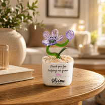 Glass Plant Pot – Personalized Name Mini Flower or Cactus Ornament, Teacher Appreciation Gift & Desk Decoration