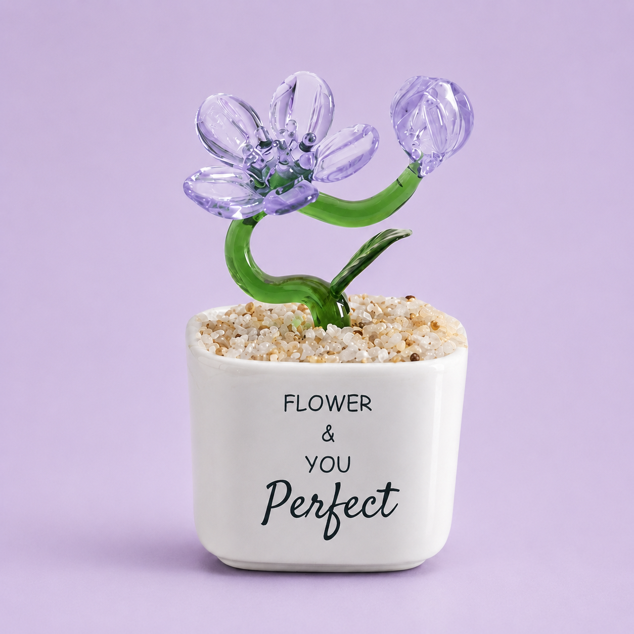 Glass Plant Pot – Personalized Name Mini Flower or Cactus Ornament, Teacher Appreciation Gift & Desk Decoration
