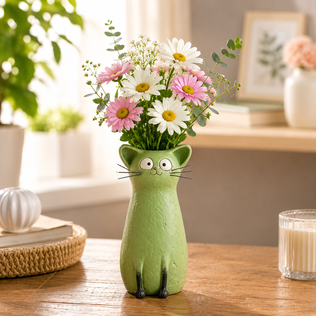 Quirky Cat Vase – Unique Cat Lover Gift & Whimsical Home Décor Accent