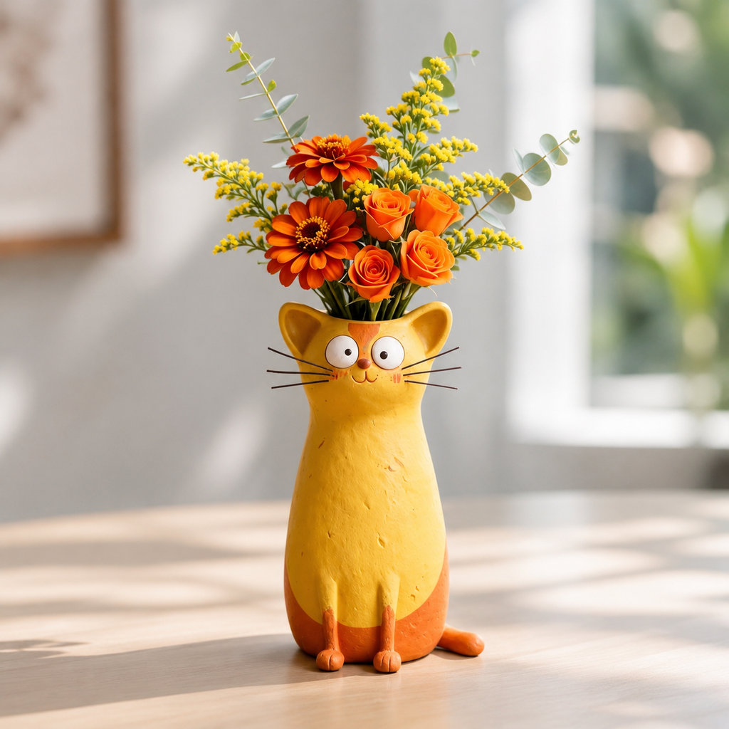 Quirky Cat Vase – Unique Cat Lover Gift & Whimsical Home Décor Accent