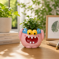 Cute Monster Succulent Planter with Drainage Hole – Plant Lover Gift, Funny Desk Pot & Quirky Home Décor