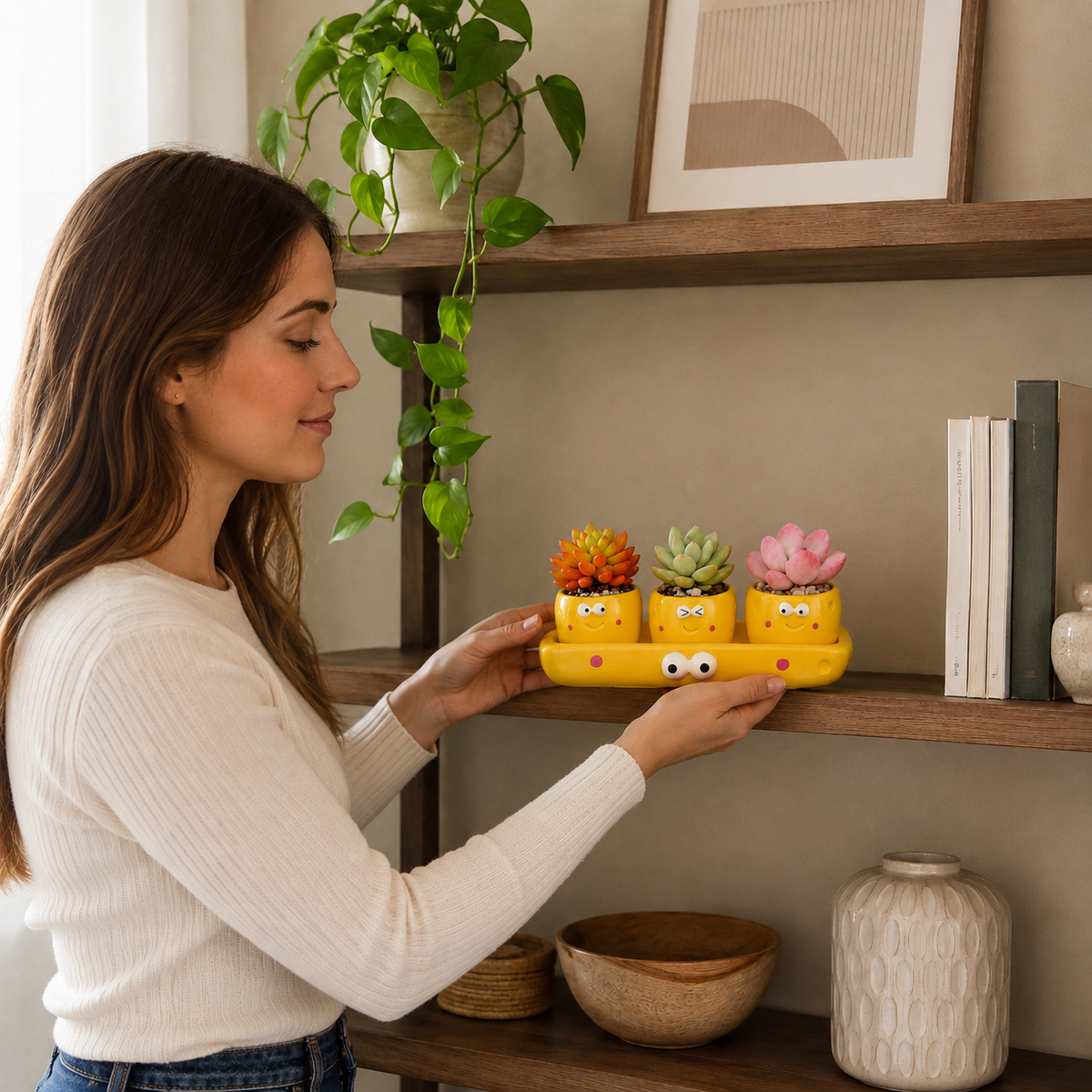 Plant Lover Cute Succulent Pot – Fruit Succulent Planter, Cartoon Resin Small Flower Pot & Kawaii Desk Décor
