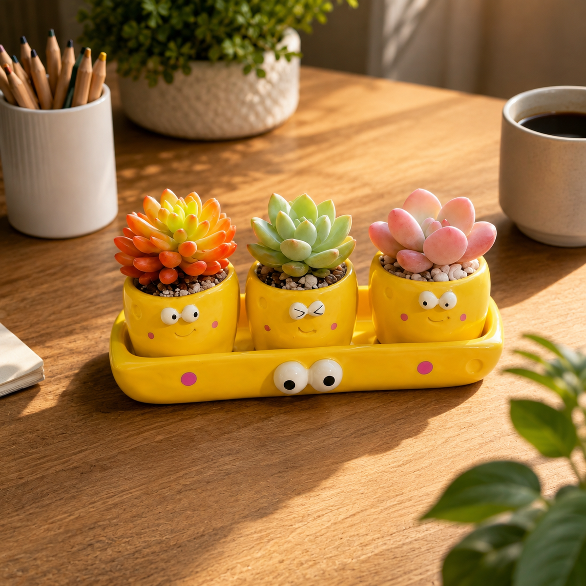 Plant Lover Cute Succulent Pot – Fruit Succulent Planter, Cartoon Resin Small Flower Pot & Kawaii Desk Décor