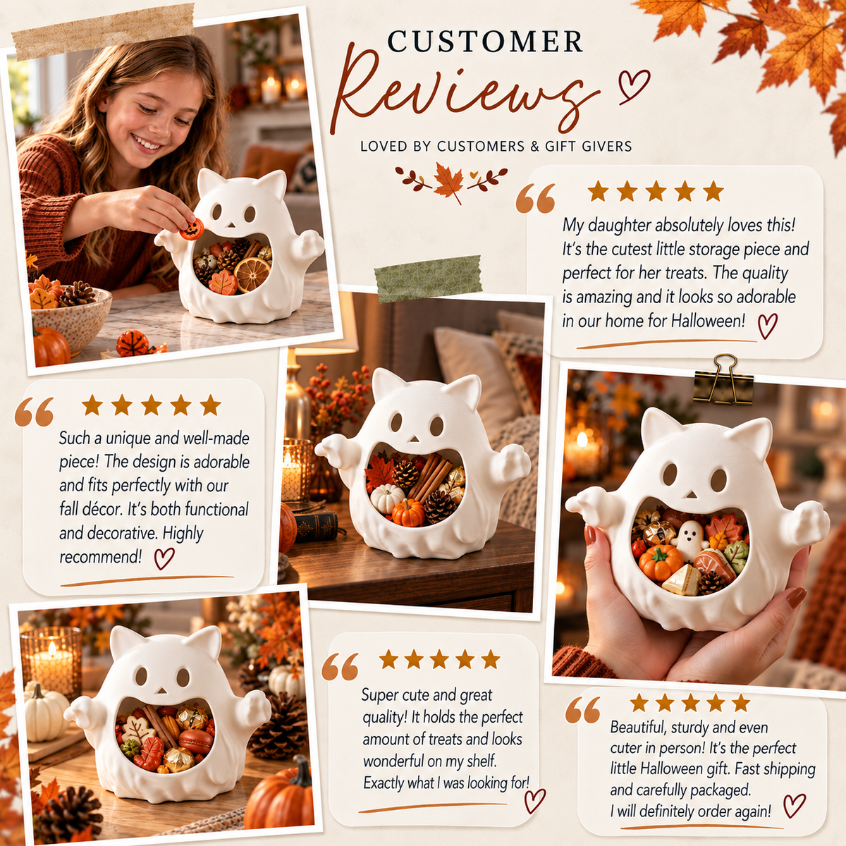 Halloween Ghost Candy Bowl – Cute Spooky Treat Holder for Halloween Displays