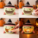 Halloween Ghost Pumpkin Ceramic Candle Holder / Lantern