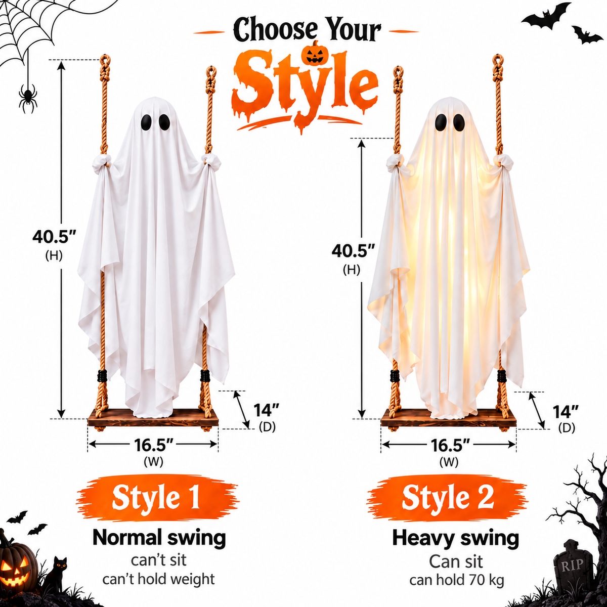 Hanging Glowing Ghost Light for Spooky Halloween Decoration