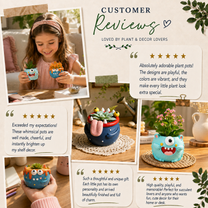 Cute Monster Succulent Planter with Drainage Hole – Plant Lover Gift, Funny Desk Pot & Quirky Home Décor