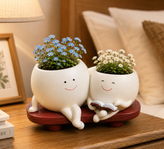 Cute Reading Planter Pot with Smiley Face – Gift for Mom, Teacher Appreciation Gift & Cozy Desk Planter