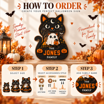 Halloween Witchy Cat Wooden Blocks – Set of 3 Spooky Shelf Sitters