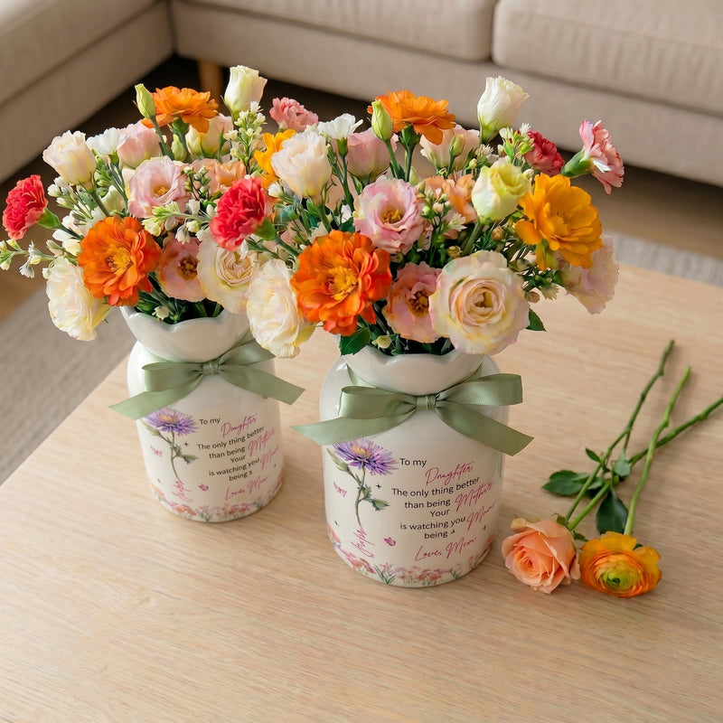Personalized Daughter Flower Vase – Custom Mother Daughter Keepsake Gift
