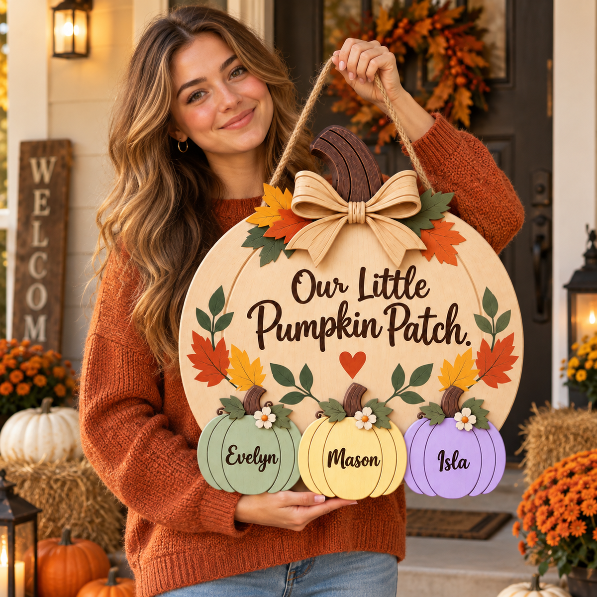 Personalized Grandma & Grandpa’s Pumpkin Patch Door Hanger