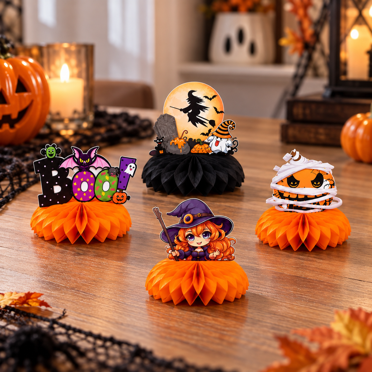 Halloween Honeycomb Table Centerpieces & Hanging Decorations