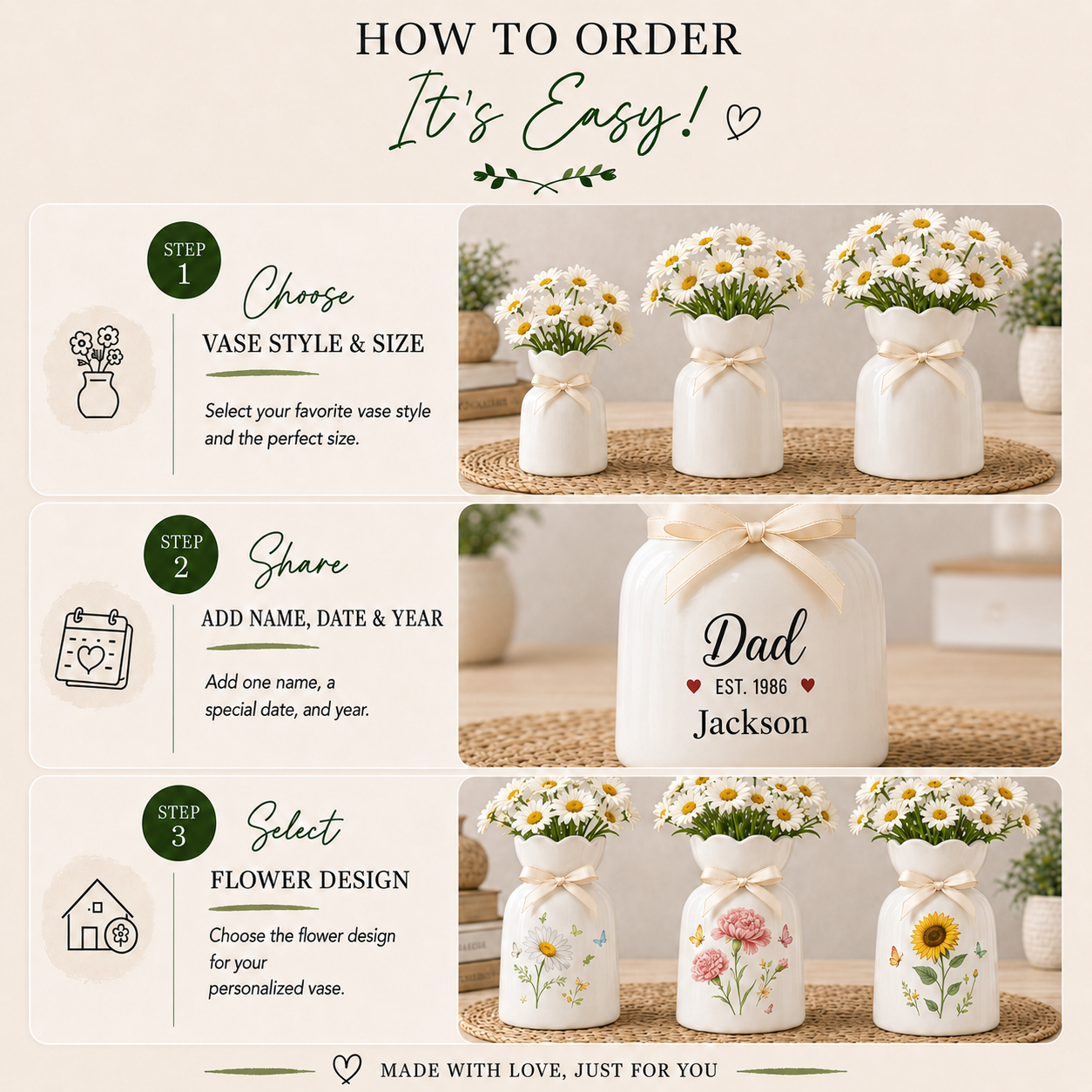 Personalized Great Grandfather Flower Vase – Custom Father’s Day Gift from Grandkids