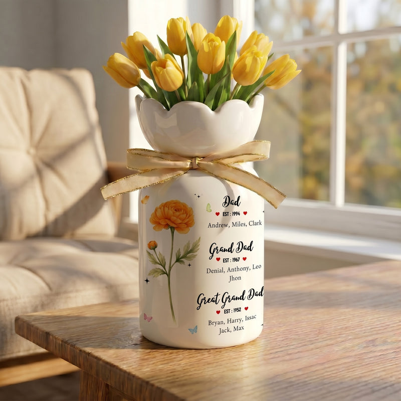 Personalized Great Grandfather Flower Vase – Custom Father’s Day Gift from Grandkids