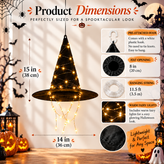 Hanging Witch Hat LED Lights – Floating Black Witch Hats for Halloween Decor